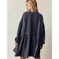 thumbnail image 2 of Autumn And Winter Crew Neck Pullover Long Sleeve Sweatshirt Ruffled Patchwork Hoodie Dress, 2 of 9
