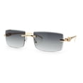 thumbnail image 4 of Luxury Rimless Metal Jaguar Arm Narrow Rectangle Rapper Sunglasses Gold - Smoke, 4 of 8