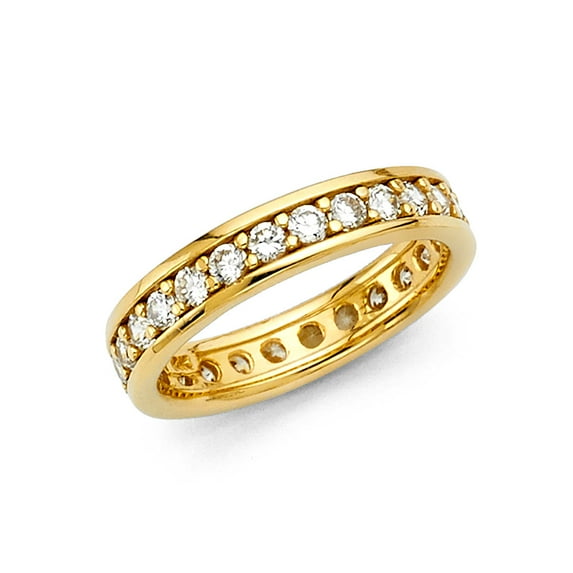 14k Yellow Gold White CZ Eternity Stacking Wedding Ring Forever Size 7