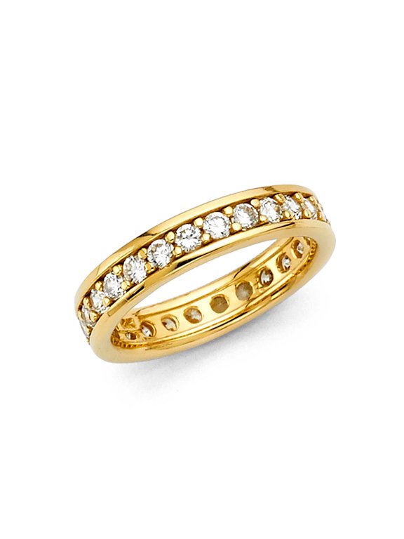 14k Yellow Gold White CZ Eternity Stacking Wedding Ring Forever Size 9