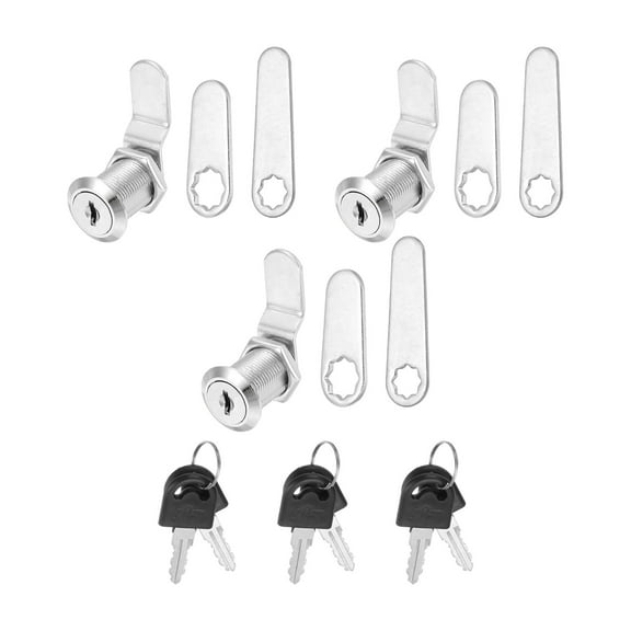 Uxcell Keyed Alike Cabinet Locks 1/8 Inch with Key for RV Drawer Storage, Silver 3 Pack
