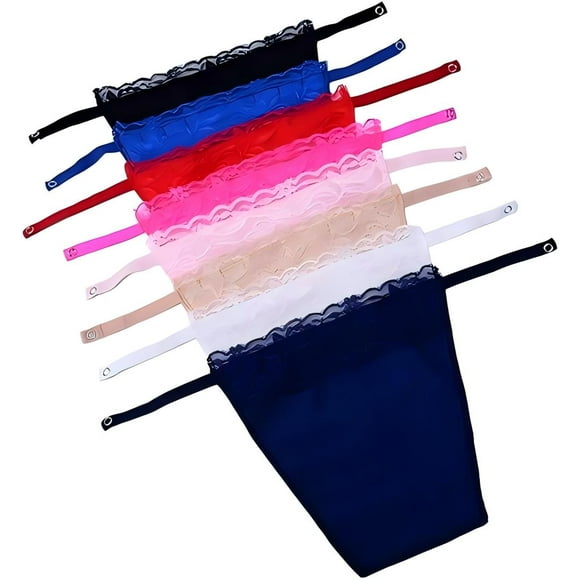8 Pcs Débardeur en Dentelle à Clipser avec Insert de Soutien-Gorge, Panneau de Mode, Noir Beige Blanc Rouge Rose Bleu Marine, Taille Unique