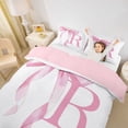 thumbnail image 2 of Erosebridal Girls Pink Bow Duvet Cover Set, R Letter Bedding Full, Princess Style Bedroom Decor, Pink Reversible 3pcs, 1 Duvet Cover and 2 Pillowcases (No Comforter), 2 of 6