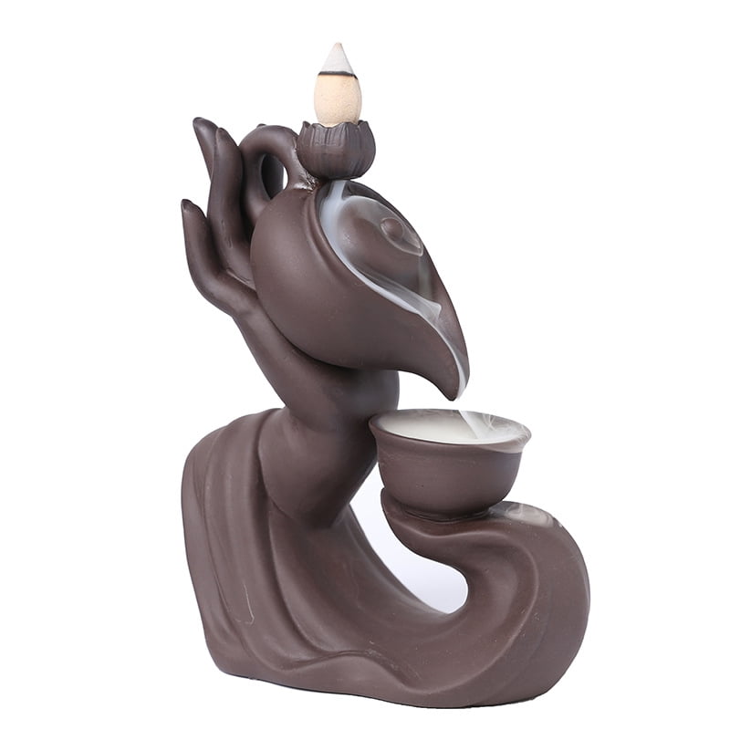 Buddha Hand Series Backflow Incense Burner Indoor Smoke Waterfall Incense Holder Creative Teapot Shaped Ceramic Incense Burner