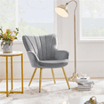 thumbnail image 2 of Yaheetech Modern Velvet Upholstered Accent Chair with Wing Side for Living Room, Light Gray, 2 of 8