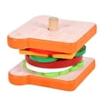 thumbnail image 1 of Version A Wooden Kitchen Toy Set With Hamburger Sandwich And Stacking Pegs For Toddlers Pretend Play In Safe Wood Design A, 1 of 7