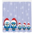 thumbnail image 3 of Ambesonne Christmas Shower Curtain, Fun Birds Santa Hats, 69"Wx84"L, Blue Red, 3 of 5