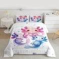 thumbnail image 2 of Manfei Blue Pink Axolotl Queen Comforter Set for Kids, Kawaii Cartoon Animal Bedding Sets, Chic Watercolor Reversible Bedding Comforter Set, Lightweight Room Decor, 3pcs, 2 of 8