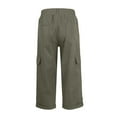 thumbnail image 4 of Fnooota Capri Pants for Women 2025, Trendy Casual Elastic Waist Multi-pockets Cargo Pants Army Green Size XL, 4 of 6