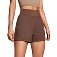 thumbnail image 1 of Shorts CRZ YOGA de tiro medio con costura interna de 10 cm y bolsillos con cierre marrón, 1 of 4
