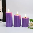 thumbnail image 2 of Luoshdecor Flameless Ribbed Pillar Candles Set of 3,Plastic Rustic Ribbed Led Candles 4.3 in,Home Gift Decoration for Xmas Home Birthday Gift, 2 of 6