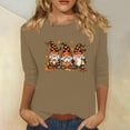 thumbnail image 2 of VKOYWKM Women's Pumpkin Tops Halloween 3/4 Sleeve T-Shirts Funny Fall Clothes Loose Fit Crew Neck Holiday Party Top Blouses, 2 of 5