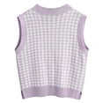 thumbnail image 2 of Sksloeg Sleeveless Sweater Tops for Women Argyle Plaid Print Sweater Preppy Long Sleeve V-Neck Pullover Tops 90s Preppy England Style Knitwear,Purple XL, 2 of 5