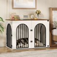 thumbnail image 6 of Hzuaneri Dog Crate Furniture, 46.5'' Wooden Indoor Dog Kennel with Multi‑Door & Anti‑Chew Iron Pipes for Medium‑Large Dogs, White Brown, 6 of 9