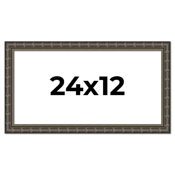 24x12 Frame Black Bamboo Solid Wood Picture Frame Width 1.5 Inches | Interior Frame Depth 0.5