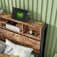 thumbnail image 4 of Twin Size Bed Frame with Storage Headboard, Metal Platform Bed with Charging Station,  Bookcase Storage, Easy Assembly, 4 of 12
