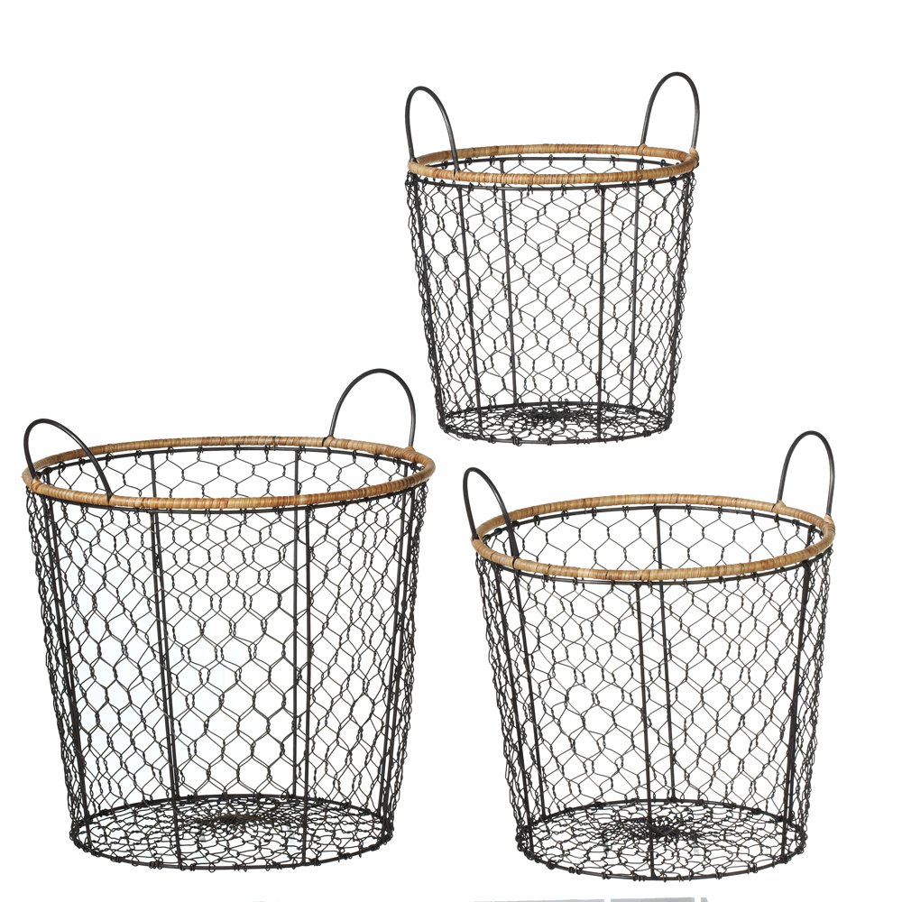 CBK Metal 3 Piece Set Chicken Wire Basket With Handles 160849