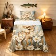 thumbnail image 2 of Manfei Rustic Elk Twin Sheets, Printing Groovy Floral Bedding, Tan Blue, 3-Piece, 1 Flat Sheet, 1 Fitted Sheet and 1 Pillowcase, 2 of 6