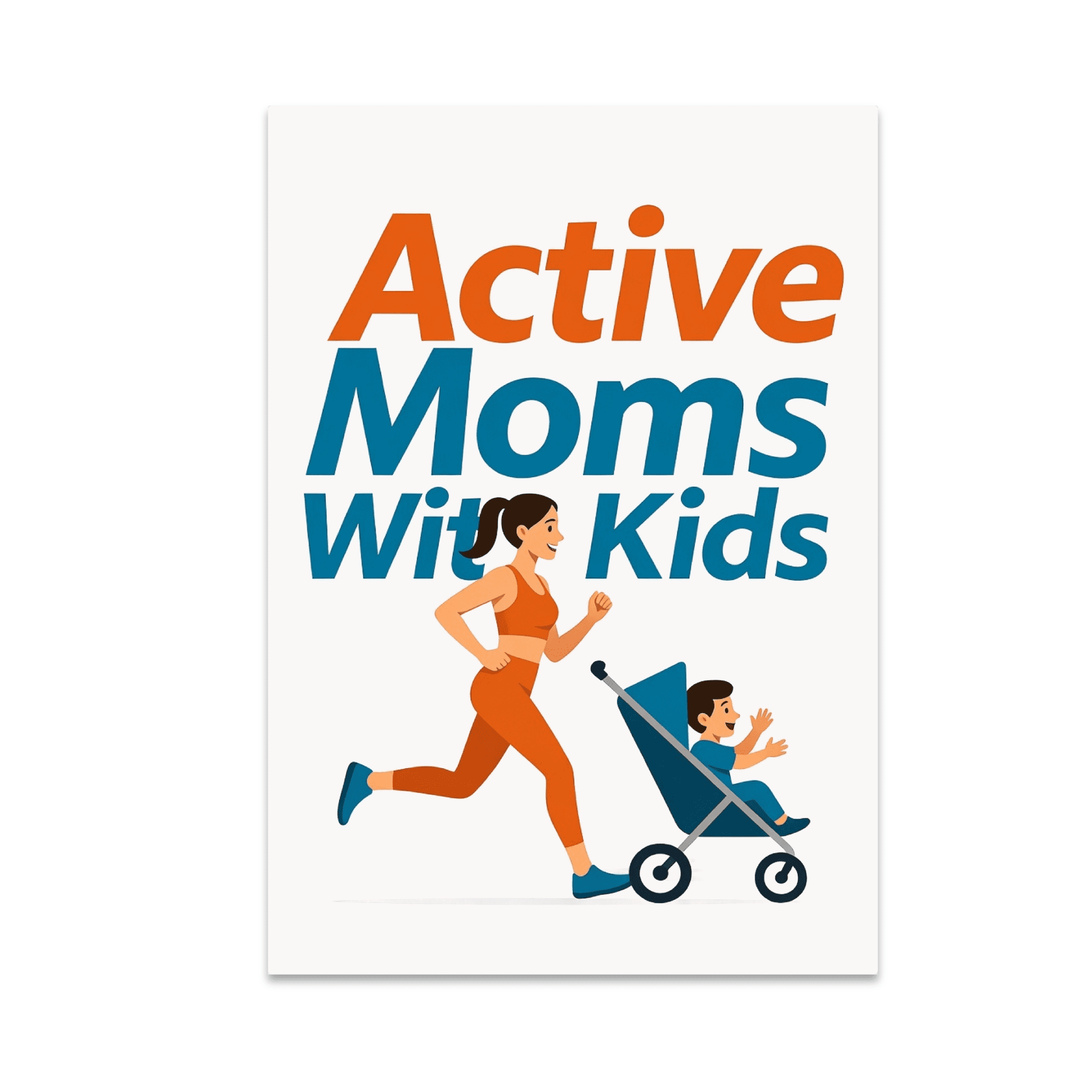 Active Moms With Kids Wall Art - Family Fitness Enthusiast - 13x19 Poster Print