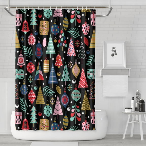 Shower Curtain for Bathroom Farmhouse Xmas Covered Snow Bathroom Curtain Durable Funny Bathroom Curtains Hooks Included,72x72Inch