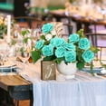 thumbnail image 5 of 25 PCS Turquoise Artificial Flowers Real Looking Faux Foam Fake Roses with Stems for Wedding Decoration Bridal Shower Centerpieces Arrangements Party Tables Decor, 5 of 6