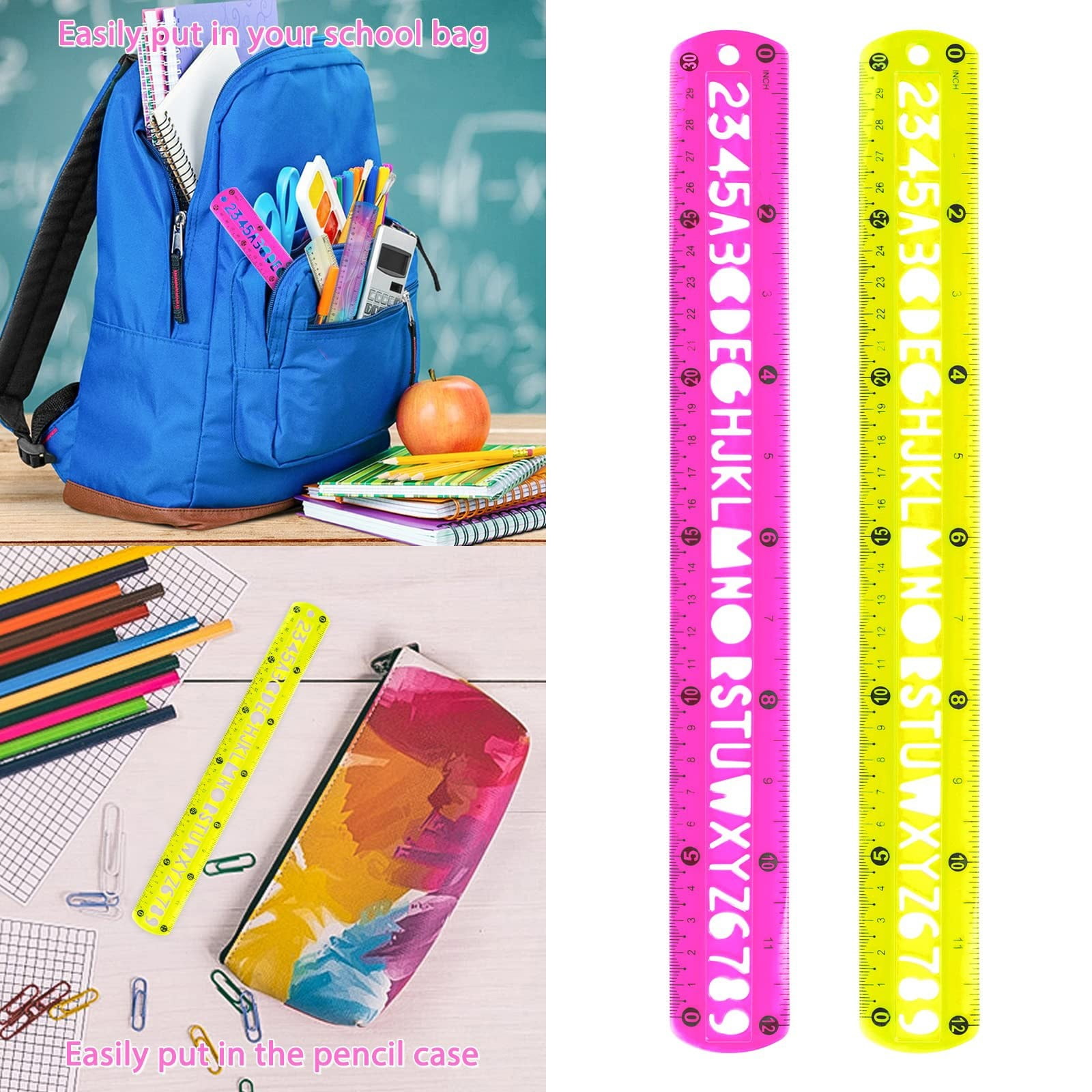 Denhf 1Pc Flexible Ruler, 12 Inch Clear Bendable Ruler with Centimeters and Inches, Soft Plastic Ruler for Teacher Office Supplies, Classroom Must Haves, Studying Essentials, 30cm, Pink