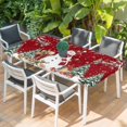 thumbnail image 2 of Red Christmas Table Cloths for 4 Foot Rectangle Tables, Snowman Xmas Tree Snowflake Winter Patio Waterproof Elastic Fitted Tablecloths, Washable Rectangular Table Cover for Camping, 2 of 8