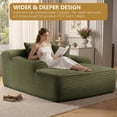 thumbnail image 5 of 65" Oversized Indoor Cloud Couch Chair, Boneless Wide Armrest Chaise with 3 Pillows, Comfy Corduroy Sofa Bed, Green, 5 of 7