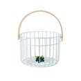 thumbnail image 3 of Storage Basket with Solid Wood Handle Wrought Iron Hollow Storage Basket Vegetable Fruit Snack Storage for Living Room Kitchen, 3 of 9
