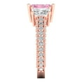 thumbnail image 3 of 3.61 ct Emerald Cut Simulated Pink Diamond 3 Stone 18K Rose Gold Womens Engagement Ring, 3 of 5