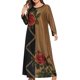 thumbnail image 2 of Vestido de cuello redondo de manga larga con estampado suelto informal para mujer de talla grande Fridja  yut2557, 2 of 5