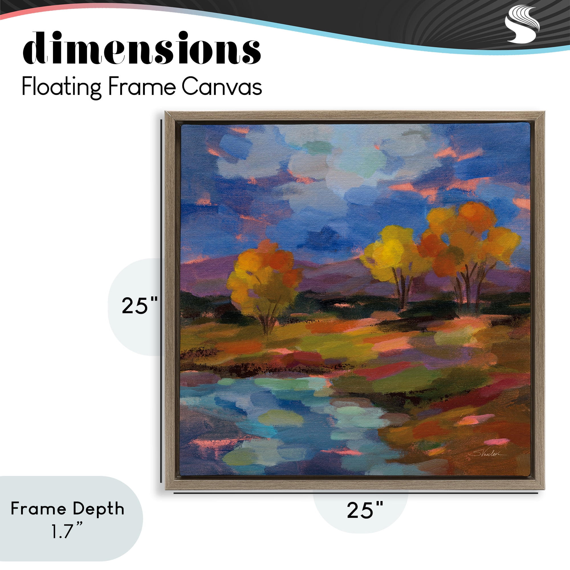 Stupell Industries October Glow Lakeside Reflection Brown Framed Floater Canvas Wall Art, design by Silvia Vassileva