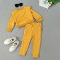 thumbnail image 5 of Fesfesfes 2 Piece Set Toddler Kids Girls Tracksuits Set Solid Color Crewneck Long Sleeve Sweatshirts Elastic Waistband Pants Two Piece Holiday Saving, 5 of 7