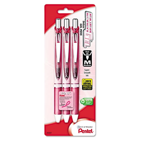 UPC: 0072512242377 | Pentel EnerGel RTX Retractable Liquid Gel Pen .7mm Pink Barrel Black Ink. 3/Pack BL77PBP3ABC