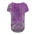thumbnail image 5 of Purple Womens Blouses Women's Fashionable and Casual Floral Print V Neck Wrinkled Short Sleeve Top T Shirt Ladies Tops and Blouses, 5 of 5