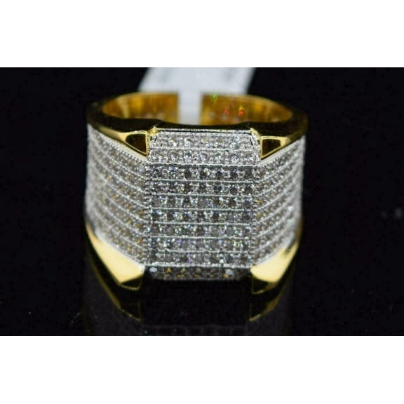 Men's Ring 4Ct Round Cut Lab Created Diamond in 14K Yellow Gold Plated