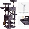 thumbnail image 6 of Cat Tree Cat Tower 70.1 in, Multi Level Cat Scratching Post with Condos, Ladders, Basket, Hammock & Plush Perches for Kittens, Large Cats, Smoky Gray, 6 of 8