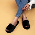 thumbnail image 2 of SAWOBUUN Womens Open Toe Fuzzy Slippers Non Slip Cozy Warm Plush House Slippers Heart Fluffy Soft Indoor Slide Slippers, 2 of 9