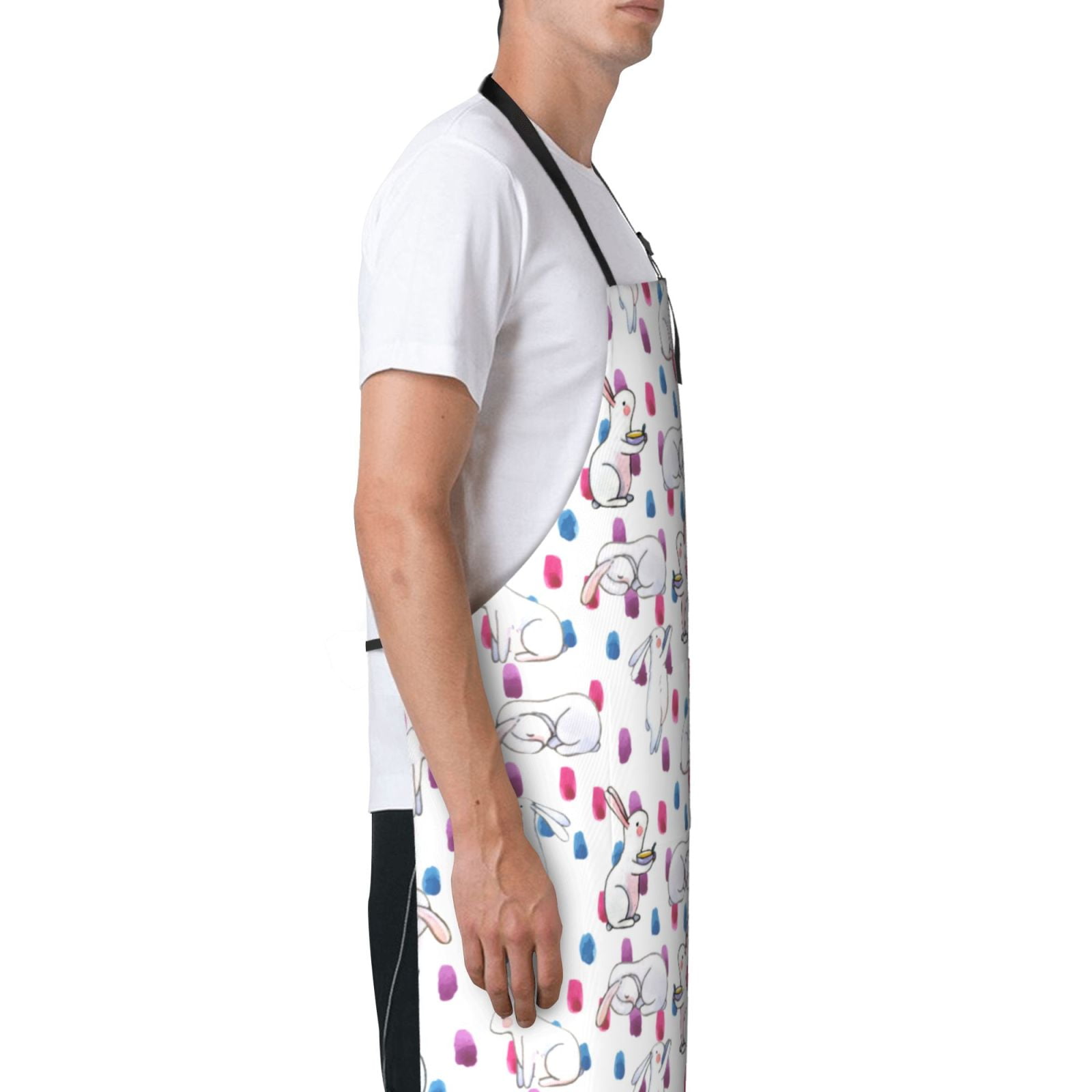 Picia Rabbit Eating Waterproof Apron for Unisex Adult - Adjustable Bib Apron with Pockets, Ideal for Cooking, Gardening, Painting, and Household Chores