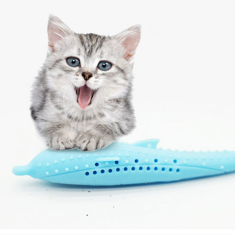 6pcs Cat Teeth Cleaning Toys Cat Dental Toy Dolphin Fish Shape Toothbrush Chewing Pet Toy Natural Rubber Teeth Cleaning Toys for Kitten