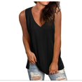 thumbnail image 1 of ZHAOCHENG Blusa tipo túnica con cuello en V sin mangas informal de verano para mujer, 1 of 1