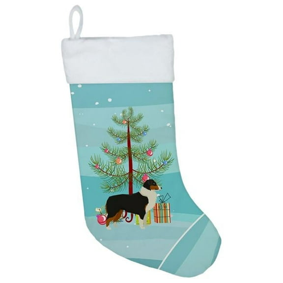 Caroline's Treasures Australian Shepherd Multi-color Christmas Stocking, with Soft Suede Fabric 18"