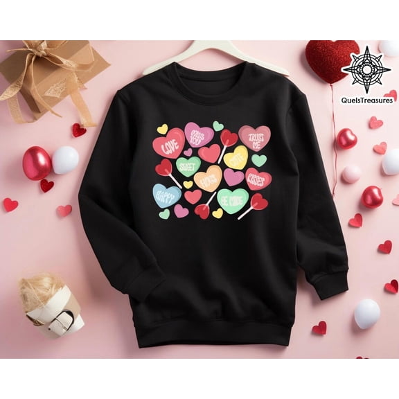 Candy Hearts Valentines Sweatshirt, Valentines Hearts Sweatshirt, Conversation Hearts Shirt, Valentines Day Outfit, Heart Sweater, Love Tshirt All Size S-5XL