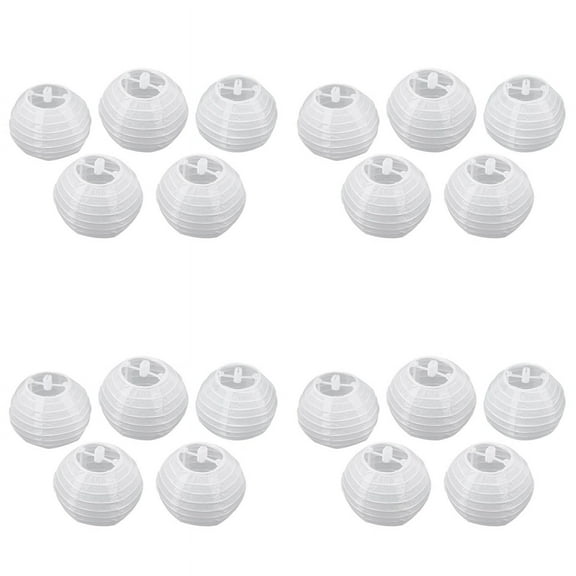 20Pcs 4 Inch 10cm Round Paper Lantern for Birthday Wedding Decor DIY Creavtive(White)