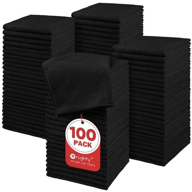 Paquete de 100 paños de microfibra Orighty, 30 x 30 cm, color negro