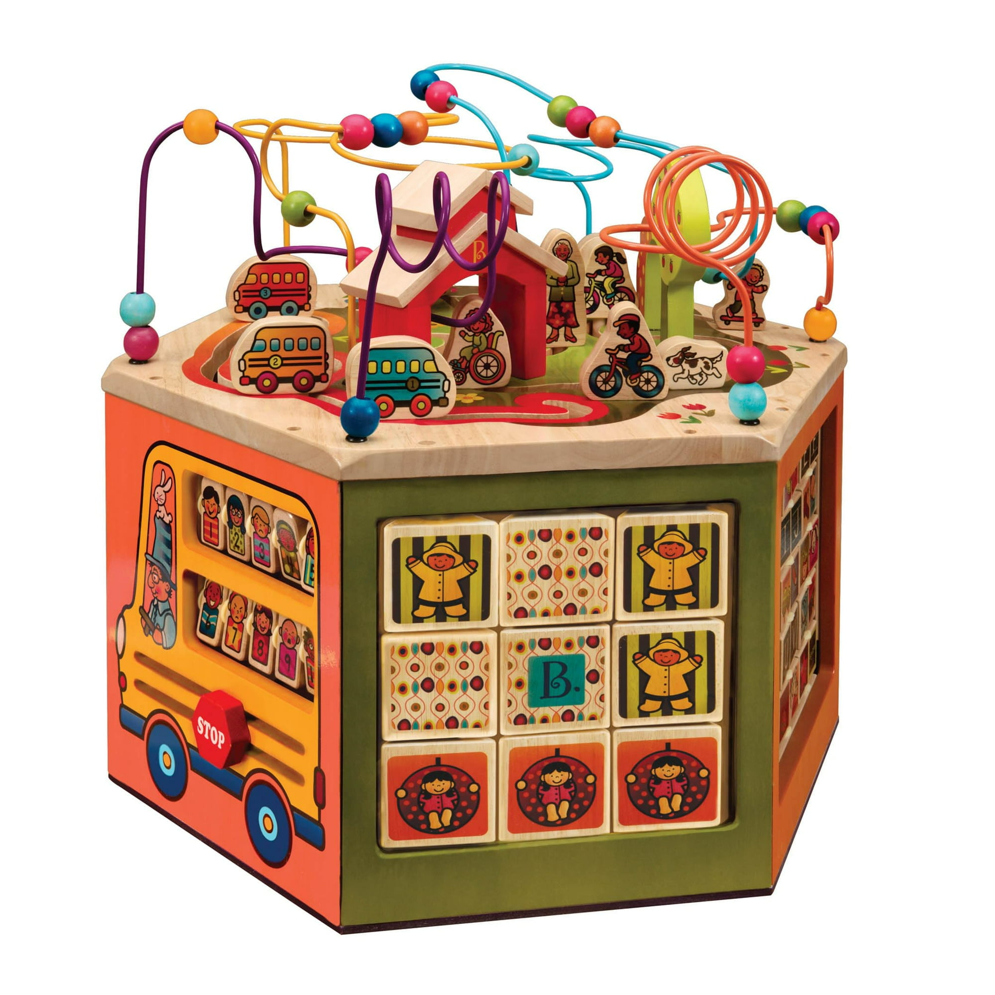 B. toys Youniversity Wooden Activity Cube Developmental Learning Center Toys for Toddlers Kids Alphabet Numbers Shapes 12 Months Activity Center Walmart