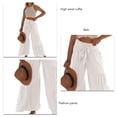 thumbnail image 4 of Pantalones De Pierna Ancha Con Volantes Color Puro Ajuste Casual Corbata Pantalones Largos Con Volantes De Moda Para Mujeres Que Citan Blanco L, 4 of 5
