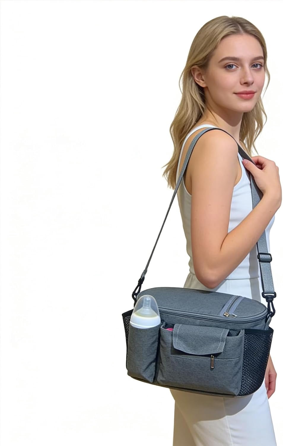 Small Diaper Bag, Travel Tote Bags for Moms - Multiple Pockets, Stroller Hook, Adjustable Strap - Portable Handbag for Parent