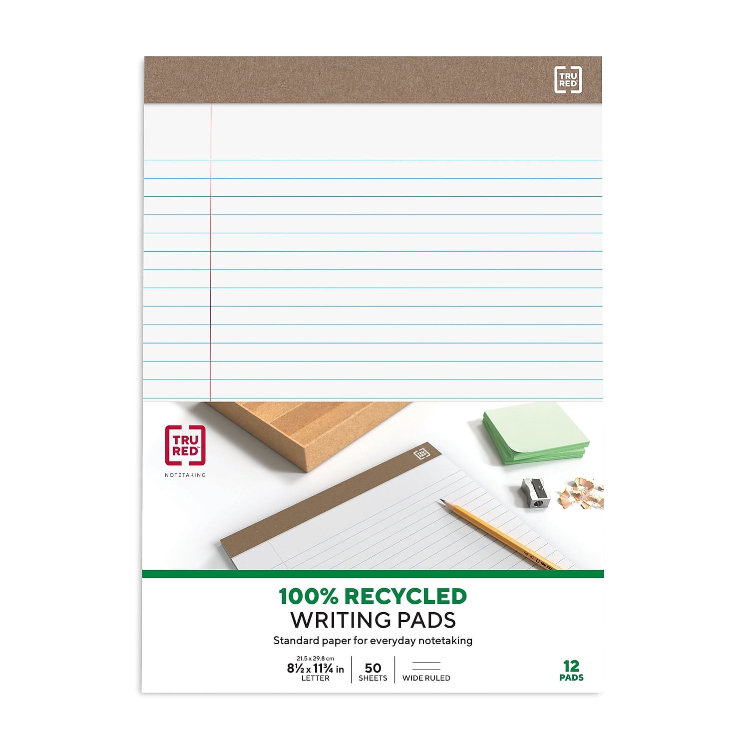 MyOfficeInnovations Notepads 8.5" x 11.75" Wide White 50 Sh./Pad 12 Pads/PK 462332