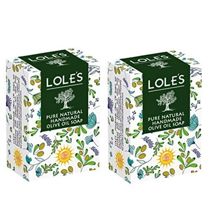 LOLE'S Handmade Olive Oil Soap, 100% Pure Natural Sun Dried Olive Oil Beauty Soap Bar, Ultra Moisturizing Face and Body Care - Vitamin E, SLS-Free, 100% Vegetable - PACK OF 2 (7.05 oz